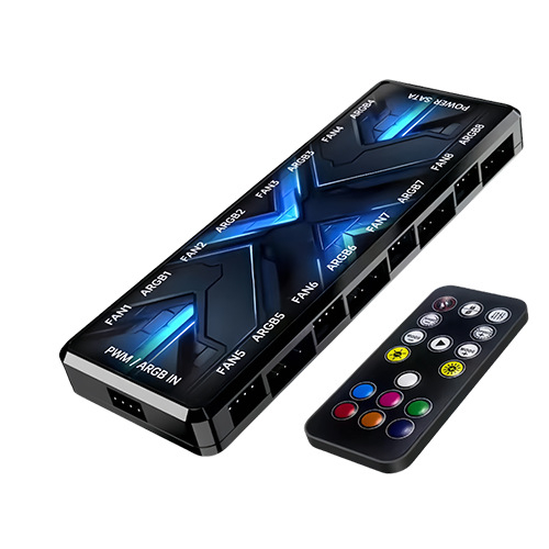 Tehase otsetoitega kahekordne 8-kanaliline Argb Pwm Divine Light sünkroniseerimine kahe-ühes šassiiventilaatori kontroller radiaatorile