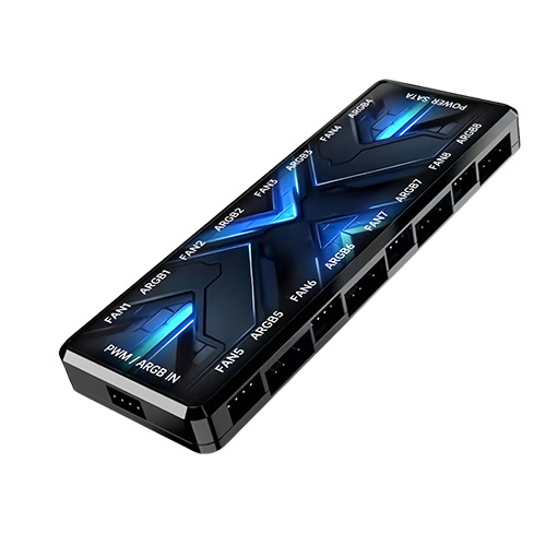 Tehase otsetoitega kahekordne 8-kanaliline Argb Pwm Divine Light sünkroniseerimine kahe-ühes šassiiventilaatori kontroller radiaatorile