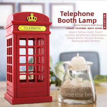 Ρετρό τηλεφωνικός θάλαμος LED αφής αφής ρύθμισης φωτεινότητας LED νυχτερινό φως υπνοδωματίου κομοδίνο εξοικονόμηση ενέργειας επαναφορτιζόμενη