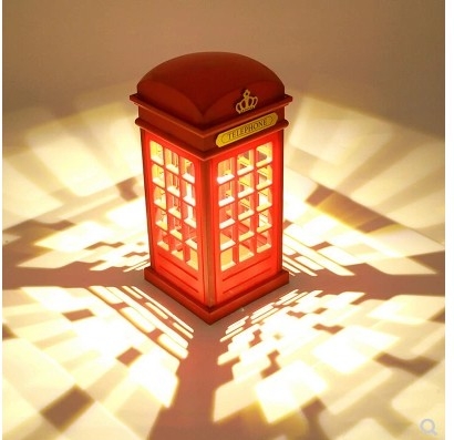 Retro telefonska govornica LED dodirna LED noćna lampa s podešavanjem svjetline, spavaća soba, noćna lampa za noćni stolić, punjiva