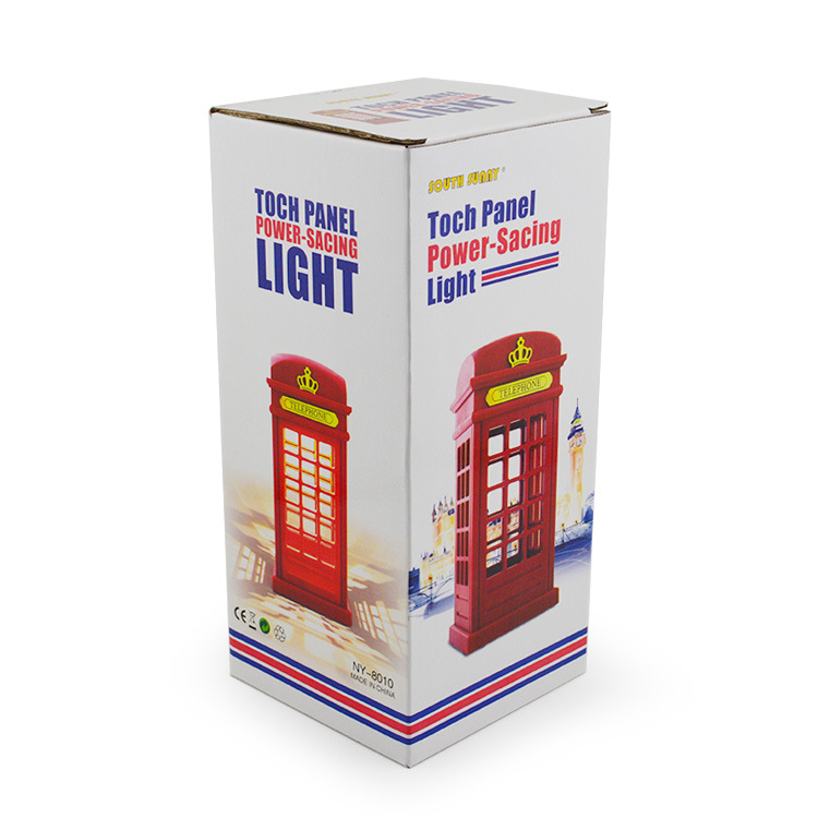 Retro telefonska govornica LED dodirna LED noćna lampa s podešavanjem svjetline, spavaća soba, noćna lampa za noćni stolić, punjiva