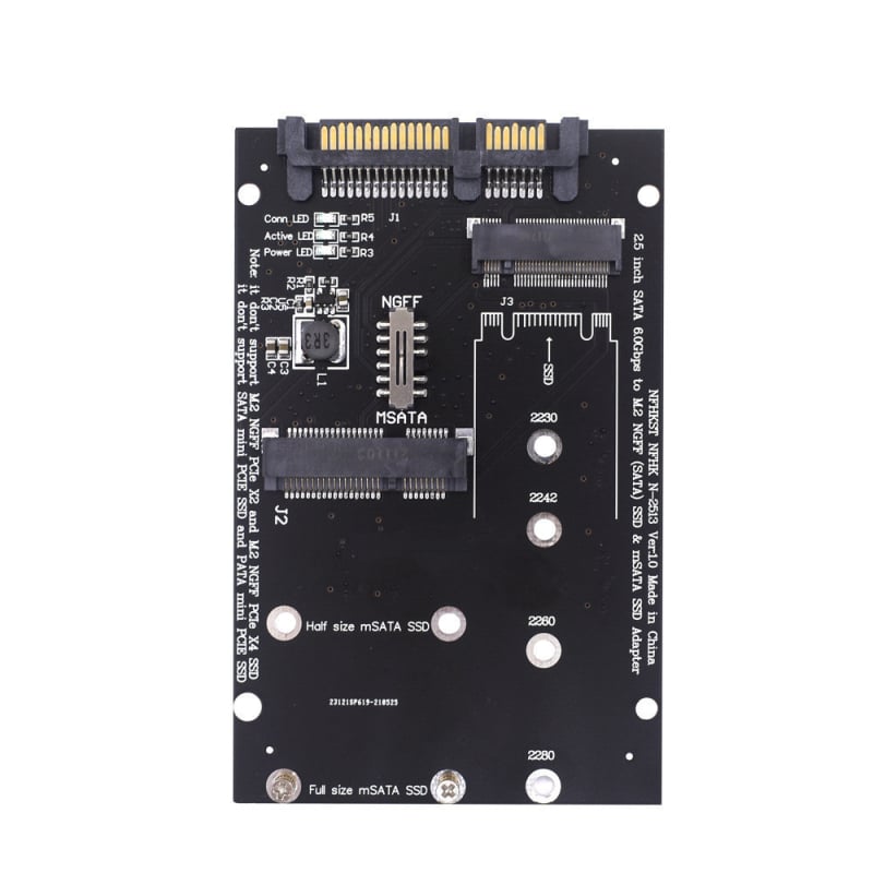 Адаптерна платка за преобразуване на SATA3 към M.2 NGFF MSATA SSD диск