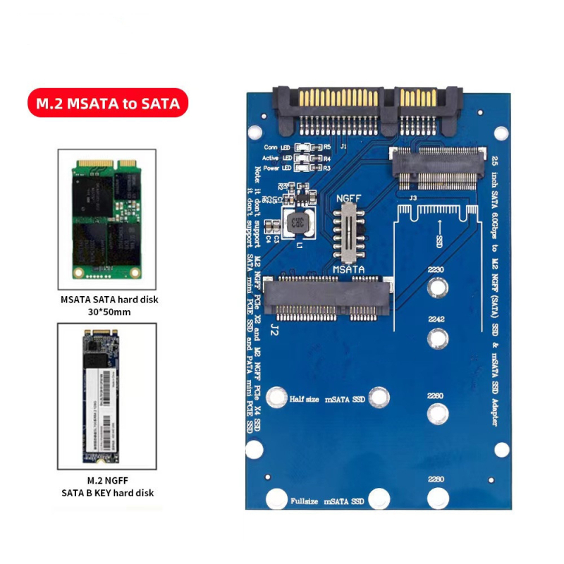 SATA3 į M.2 NGFF MSATA SSD konvertavimo plokštės adapterio plokštė