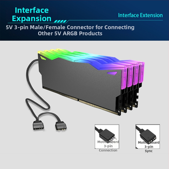 Lauaarvuti Argb mälumooduli jahutusvest, Aura Synciga ühilduv Ddr4/Ddr5 mälumoodul, lai/kitsas jahutusradiaator