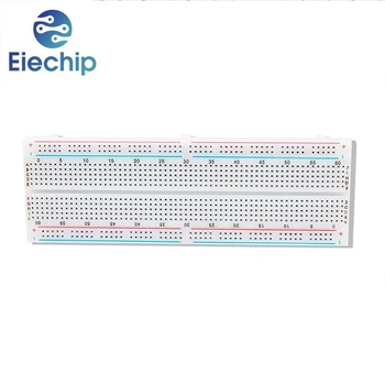 MB102 червена и синя жична мини дъска за хляб, бяла/прозрачна, безспойка печатна платка, 830 дупки, тестова платка за разработка, „Направи си сам“ платка