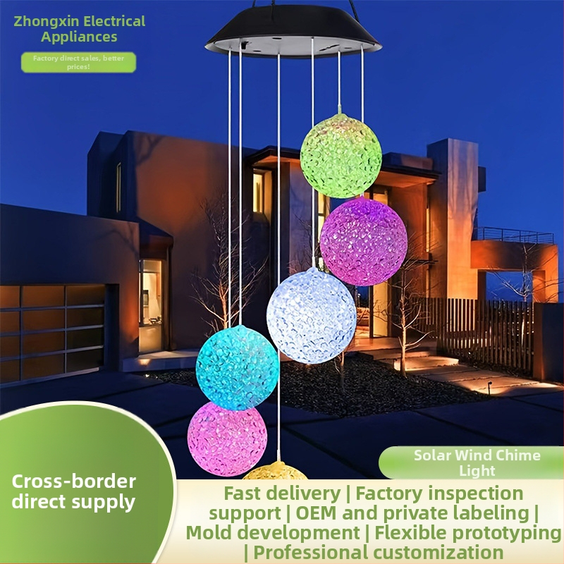 Határokon átnyúló napelemes rizsgolyó kerti udvari világítás kültéri vízálló ünnepi hangulatú tájvilágítás led lámpa szélcsengő fény