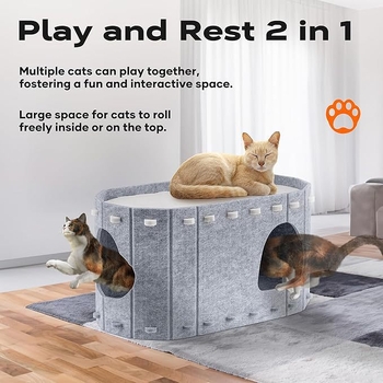 Φωλιά για γάτες στο εξωτερικό, Φωλιά για γάτες από τσόχα για κατοικίδια, Δημοφιλής φωλιά για γάτες, Ανθεκτική στις γρατσουνιές και την τριβή, Παγκόσμια φωλιά για γάτες για όλες τις εποχές, Αφαιρούμενη και πλενόμενη