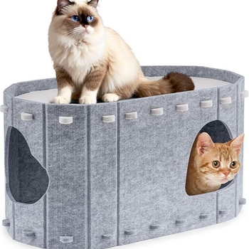 Φωλιά για γάτες στο εξωτερικό, Φωλιά για γάτες από τσόχα για κατοικίδια, Δημοφιλής φωλιά για γάτες, Ανθεκτική στις γρατσουνιές και την τριβή, Παγκόσμια φωλιά για γάτες για όλες τις εποχές, Αφαιρούμενη και πλενόμενη