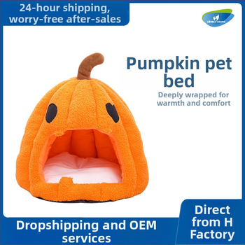 Φωλιά γάτας κολοκύθας για το Halloween Διασυνοριακό Φθινόπωρο και Χειμώνας Ζεστό Σπίτι Γάτας Κλειστό Φωλιά Γάτας και Σκύλου για Κατοικίδιο Halloween