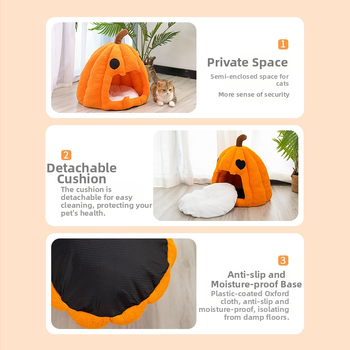 Φωλιά γάτας κολοκύθας για το Halloween Διασυνοριακό Φθινόπωρο και Χειμώνας Ζεστό Σπίτι Γάτας Κλειστό Φωλιά Γάτας και Σκύλου για Κατοικίδιο Halloween