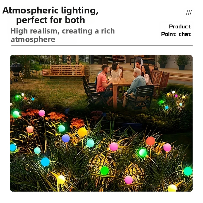 Трансгранична слънчева лампа за земята Firefly, домакинска водоустойчива градинска лампа, лампа за трева, външна LED лампа за контрол на светлината