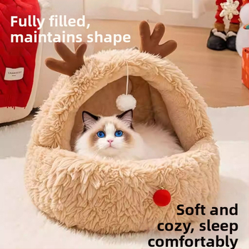 Χριστούγεννα Πρωτοχρονιά Φωλιά Γάτας Χειμώνας Ζεστή Ημικλειστή Βίλα Γάτας Κρεβάτι Γάτας Four Seasons Universal Μεγάλου Χώρου Κλίβελαντ για Κατοικίδια
