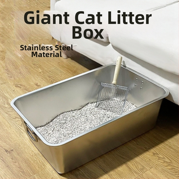 Άμμος για γάτες από ανοξείδωτο ατσάλι, παχύρρευστη, ανθεκτική στα πιτσιλίσματα, εύκολη στον καθαρισμό, ανοιχτή τουαλέτα μεγάλης χωρητικότητας για γάτες, απαραίτητη για την εκτροφή γατών