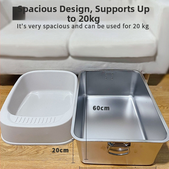 Άμμος για γάτες από ανοξείδωτο ατσάλι, παχύρρευστη, ανθεκτική στα πιτσιλίσματα, εύκολη στον καθαρισμό, ανοιχτή τουαλέτα μεγάλης χωρητικότητας για γάτες, απαραίτητη για την εκτροφή γατών