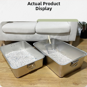 Άμμος για γάτες από ανοξείδωτο ατσάλι, παχύρρευστη, ανθεκτική στα πιτσιλίσματα, εύκολη στον καθαρισμό, ανοιχτή τουαλέτα μεγάλης χωρητικότητας για γάτες, απαραίτητη για την εκτροφή γατών