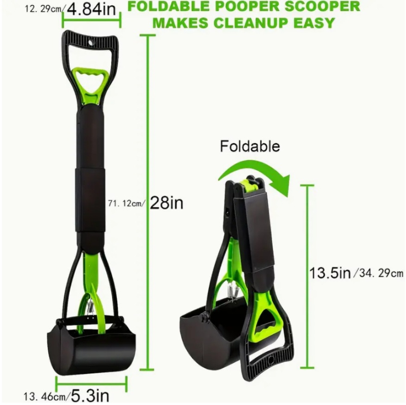 Сгъваема скоба за тоалетна за домашни любимци с дълга дръжка 70 см, скоба за кучета, почистващи препарати за домашни любимци, опаковчик за кучешки ака, бране на тоалетна