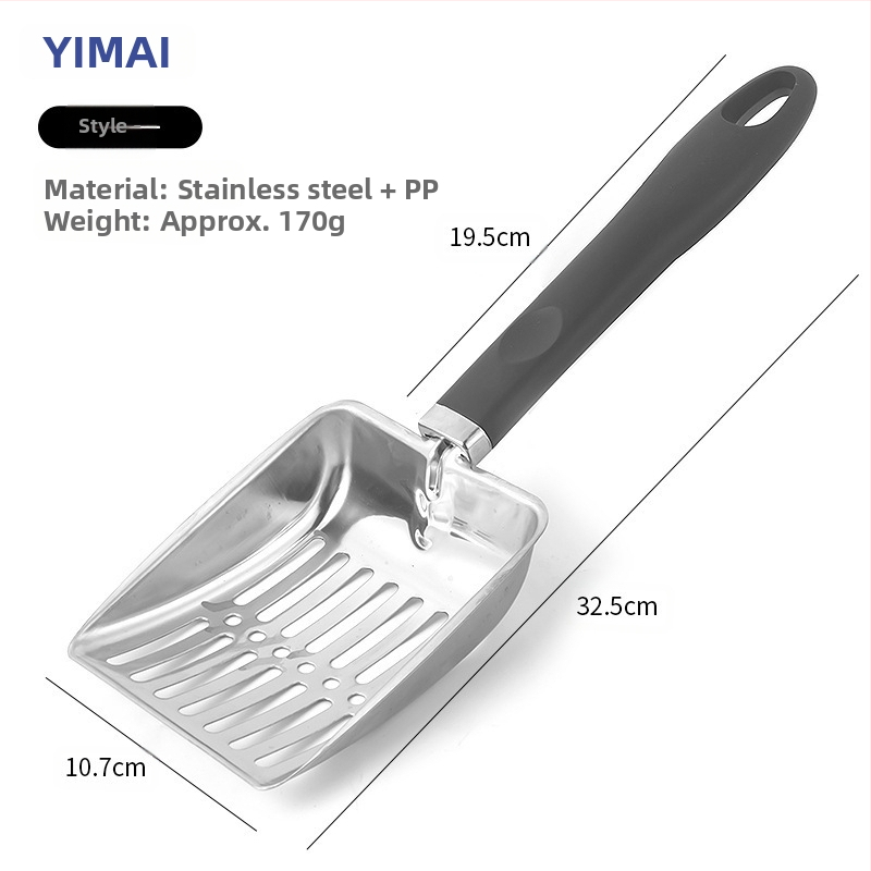 Нова лопатка за котешка тоалетна с дълга дръжка, лопатка за котешки екскременти, инструменти за почистване на котки, лопатка от неръждаема стомана за домашни любимци, лопатка за пясък, лопатка за плаж