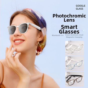 Piiriülesed nutikad Bluetooth-prillid, päikeseprillid, polariseeritud, UV-kaitsega, sinise valguse eest kaitsvad, läbipaistvad läätsed muusika kuulamiseks ja helistamiseks, Gs-07