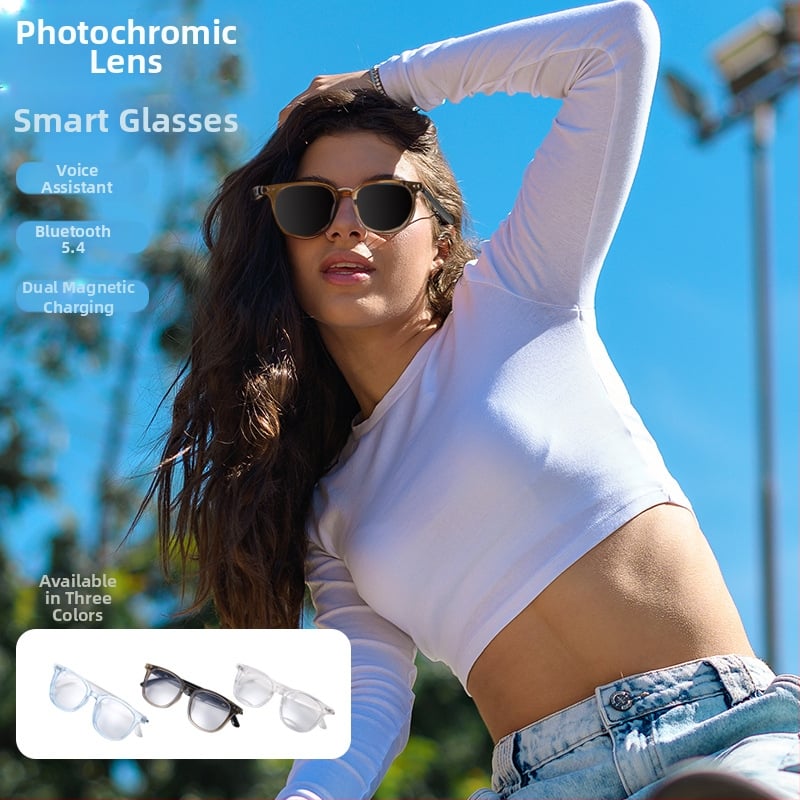 Pārrobežu viedās Bluetooth brilles, saulesbrilles, polarizētas, pret UV aizsardzību, pret zilu gaismu, mūzikas klausīšanās un zvanīšanas caurspīdīgas lēcas, Gs-07