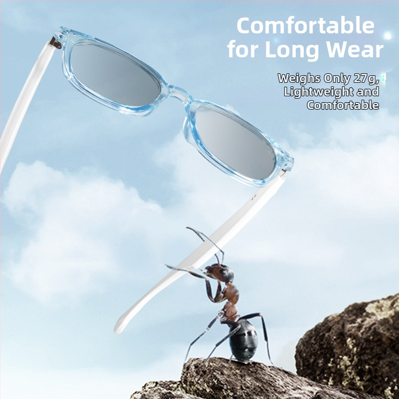 Трансгранични интелигентни Bluetooth очила, слънчеви очила, поляризирани, анти-UV, анти-синя светлина, слушане на музика и разговори, прозрачни лещи GS-07