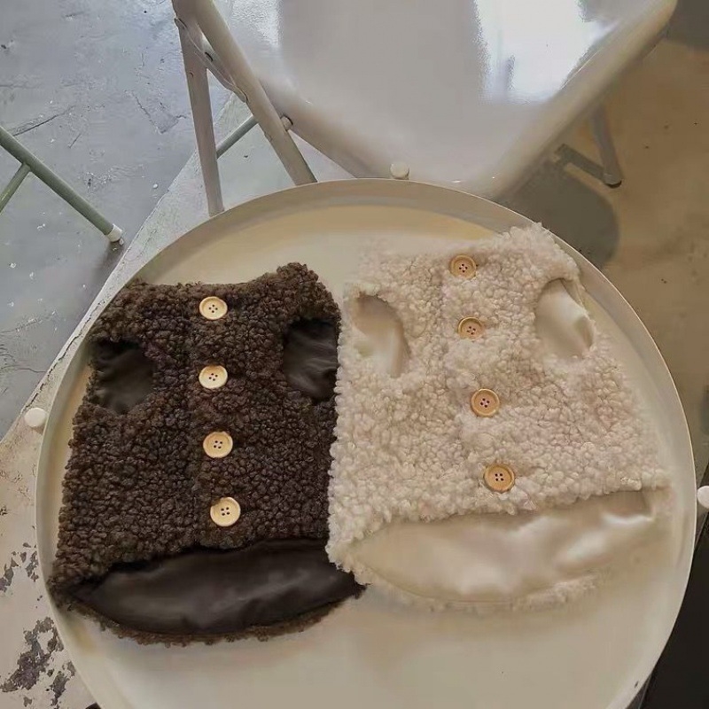 Жилетка за домашни любимци, сладка за кучета и котки, топла жилетка от агнешка вълна, есен и зима, плюшено мече bomei, зима на едро