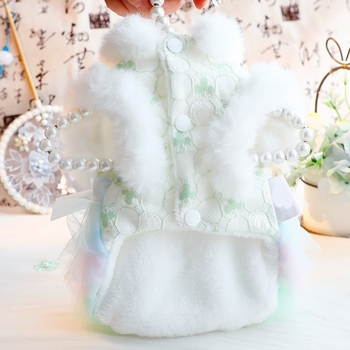 Ρούχα για σκύλους Φθινόπωρο και Χειμώνα Χοντρό Γατίσιο Πριγκίπισσα Δαντέλα Κεντημένο Cake Traction Μικρό Σκυλάκι Pet 5864