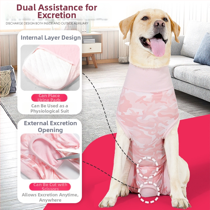 Облекло за стерилизация на кучета Amazon, ново менструално облекло за кучета, което може да побере санитарни превръзки, дишащо облекло за отбиване и възстановяване срещу облизване