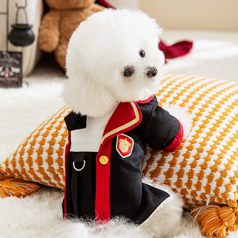 Új kutyaruhák őszi és téli meleg varázslatos főiskolai egyenruha téli szoknya medve kiskutya macska állatruházat