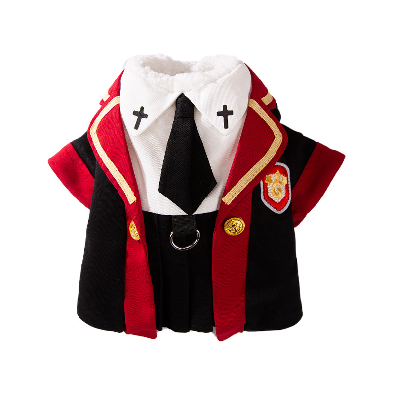 Új kutyaruhák őszi és téli meleg varázslatos főiskolai egyenruha téli szoknya medve kiskutya macska állatruházat