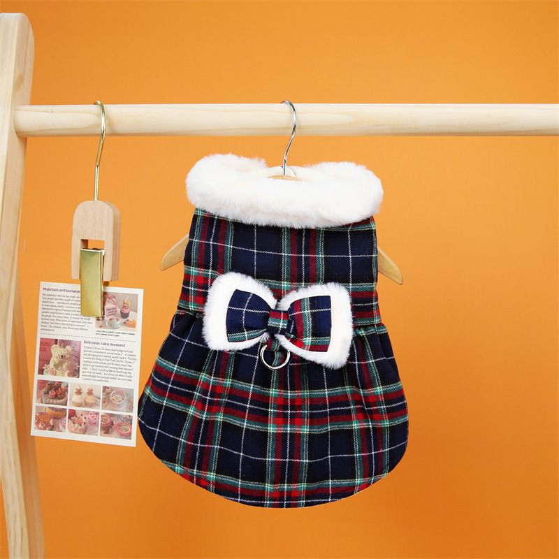 Koerariided sügiseks ja talveks Uus lihtne armas peen lipsuga nišš Ruuduline lemmiklooma puuvillane seelik