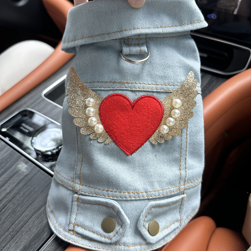 raktáron határokon átnyúló robbanások kisállatruhák közvetlen gyári beszerzés tavasz és ősz aranyos angyalszárnyak farmermellény