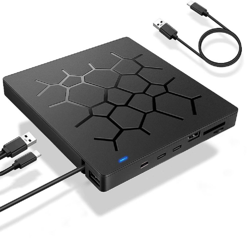 Unitate optică externă multifuncțională de expansiune pentru DVD-uri, interfață USB/TYPE 7-în-1, care poate fi conectată extern la un disc U.