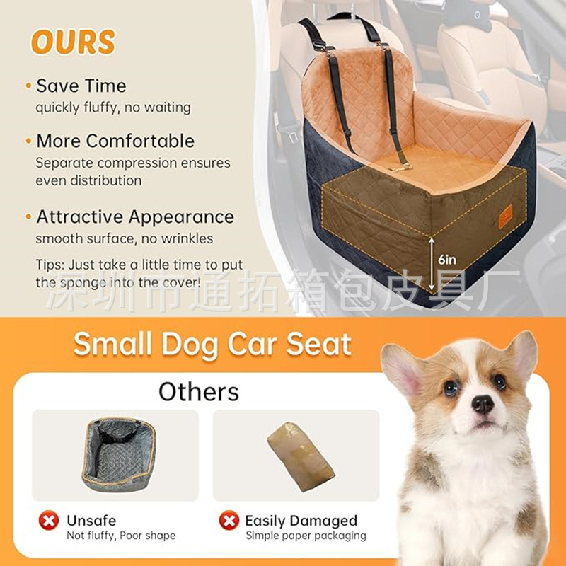 Scaun auto nou pentru câini, detașabil și lavabil, confortabil pentru animale de companie, față și spate