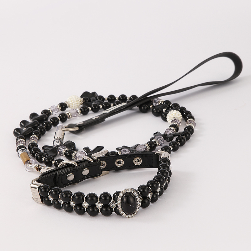 ZHOUS új kutya-macska nagy gyöngy gyémánt nyakörv kisállat kiskutya drótkötél gyöngyös nyakörv