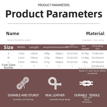 Νέο διασυνοριακό δερμάτινο σχοινί έλξης για σκύλους, ανθεκτικό στη φθορά, ανθεκτικό στη φθορά, ανώτερης στρώσης δέρμα, αλυσίδα για σκύλους σε απόθεμα χονδρικής