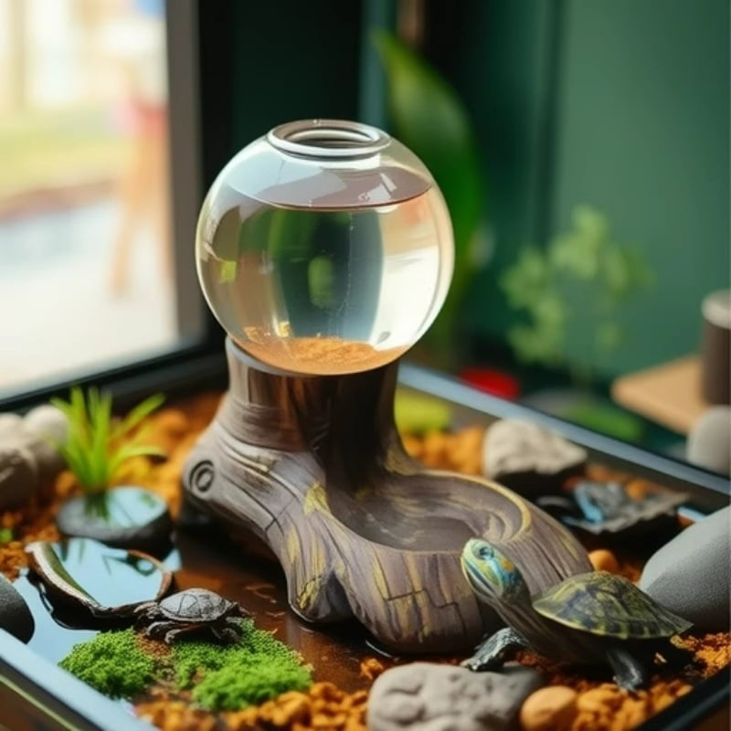 Mászó kisállat automata vízadagoló szárazföldi teknős ivómedence gyíkvédő palota utánzat kéreg gyanta vízadagoló hüllő tereprendezési kellékek