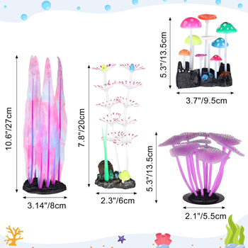 Διακοσμήσεις τοπίου ενυδρείου χονδρικής Ενυδρείο φωτεινή προσομοίωση υδρόβια φυτά φθορισμού μανιτάρια στολίδια ενυδρείου