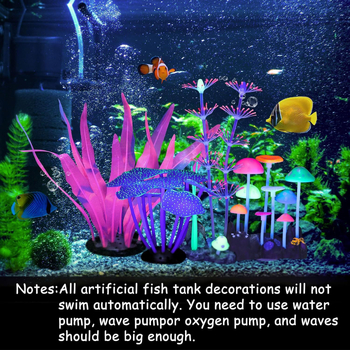 Διακοσμήσεις τοπίου ενυδρείου χονδρικής Ενυδρείο φωτεινή προσομοίωση υδρόβια φυτά φθορισμού μανιτάρια στολίδια ενυδρείου