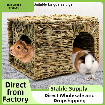 „Temu Hot“ sulankstomas šiaudinis triušio namelis lengvai laikomam žiurkėno narveliui, natūralūs vandens augalai, rankomis austas vandens augalų lizdas