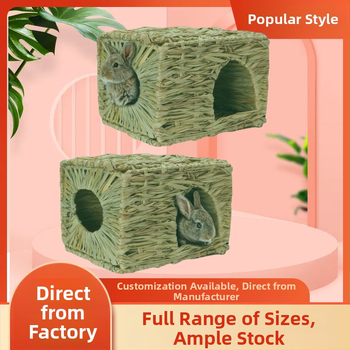 „Temu Hot“ sulankstomas šiaudinis triušio namelis lengvai laikomam žiurkėno narveliui, natūralūs vandens augalai, rankomis austas vandens augalų lizdas