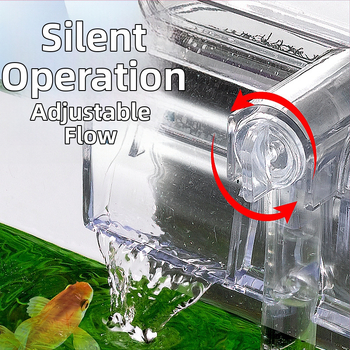 Akvariumo filtras, mažas krioklio filtras, aeratorius, akvariumo prie sienos montuojamas filtro siurblys, nutildytas, išorinis, pakabinamas, reguliuojamas