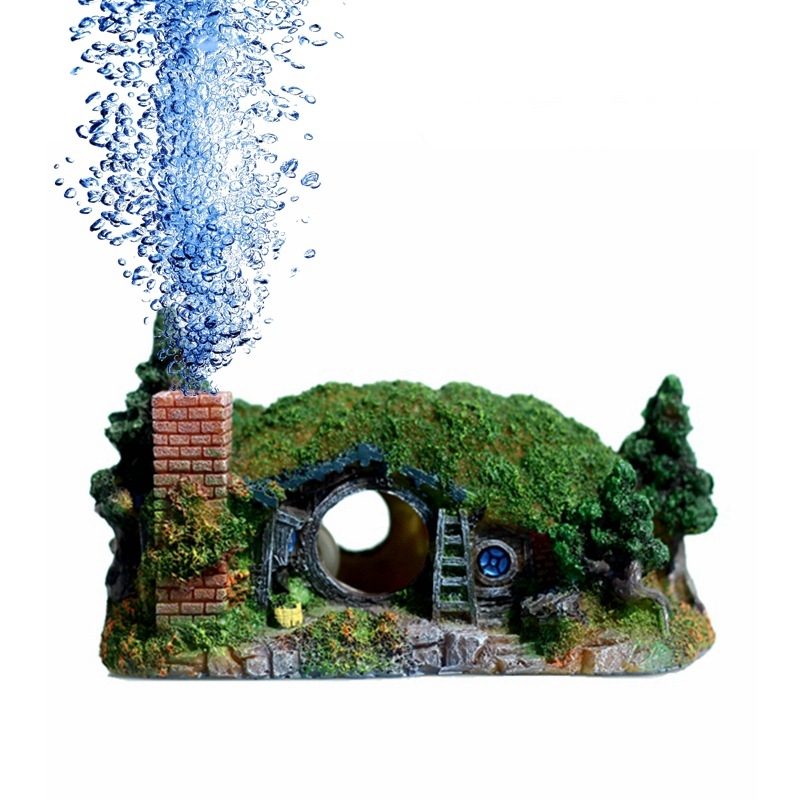 Ruiqi akvārija ainavu pils dekorēšanas rotājumi maza hobita mājas zivju tvertne koka mājas mājas pārrobežu piegāde