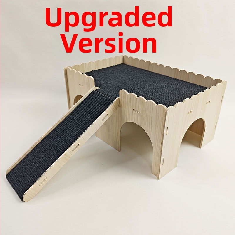 Масивно дървено гнездо за катерица и хамстер, холандско прасе, заек Тоторо, златна мечка, малка къщичка за морско свинче, таралеж, малко гнездо за домашни любимци, спалня