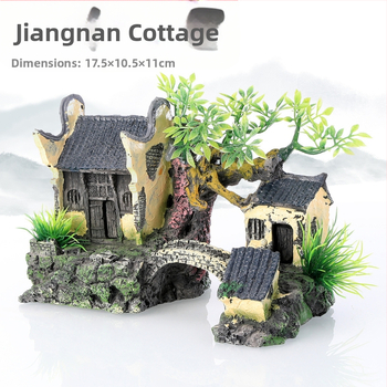 Διακόσμηση ενυδρείου, εξωραϊσμός, ρητίνη, χειροτεχνίες, σπίτι, βραχόκηπος, καμπίνα Jiangnan, χωριό με νερό, κτίριο Yunhe