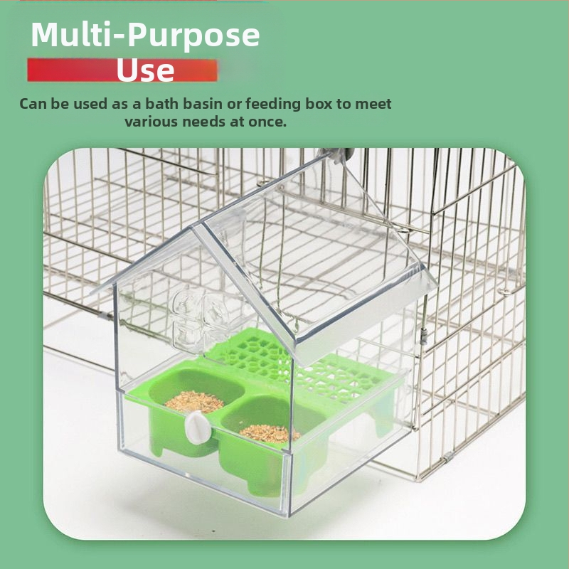 Хранилка за папагали, таванна мивка за вана, слънце, черен феникс, божур, прозрачна кутия за хранене с вода, лесна за почистване B