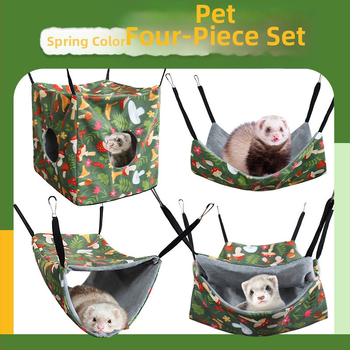 „Amazon“ jūrų kiaulytės guolis, medaus maišelis, šeškas, voverė, burundukas, pavasarinis/vasarinis hamakas, pakabinamas augintinis, keturių dalių rinkinys