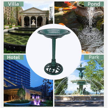 Tehase poolt tarnitud õues kasutatav purskkaevu linnuvann, lihtne lindude söögimaja pumbaga, plastist lillepott päikesepumbaga