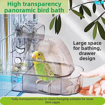 Tangrui papagáj fürdőkád, szökésgátló fürdőkád, tigrisbőr, fekete, főnix, magas, átlátszó, külső, panorámás, madárfürdőszoba