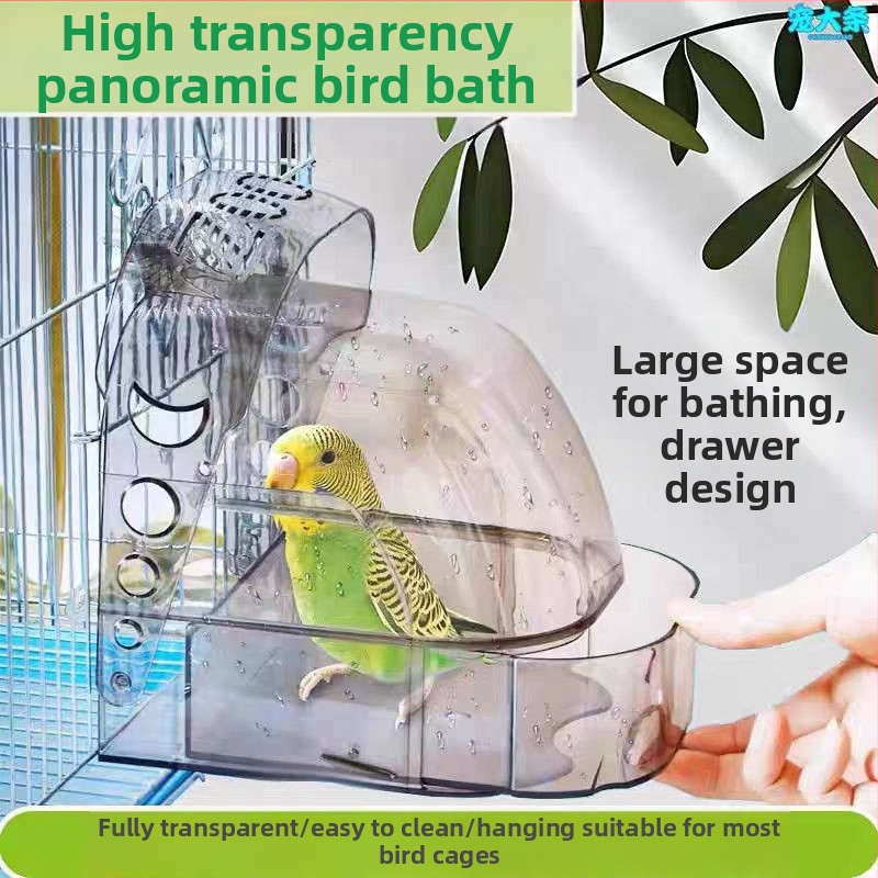 Tangrui papagáj fürdőkád, szökésgátló fürdőkád, tigrisbőr, fekete, főnix, magas, átlátszó, külső, panorámás, madárfürdőszoba