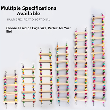 Ξύλινες χάντρες σκάλα αναρρίχησης μεγάλου και μεσαίου μεγέθους είδη παπαγάλου σκάλα αναρρίχησης παιχνίδι δαγκώματος σκάλας κλουβί πουλιών stand bar χονδρικής